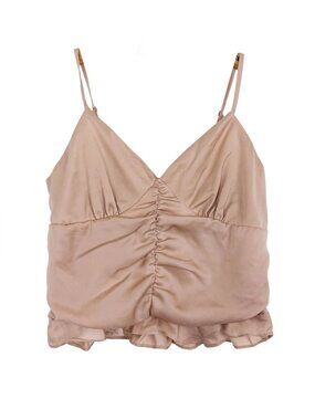 Active USA Womens Medium Blush Ruched Cropped Cami  Spaghetti Strap Festival